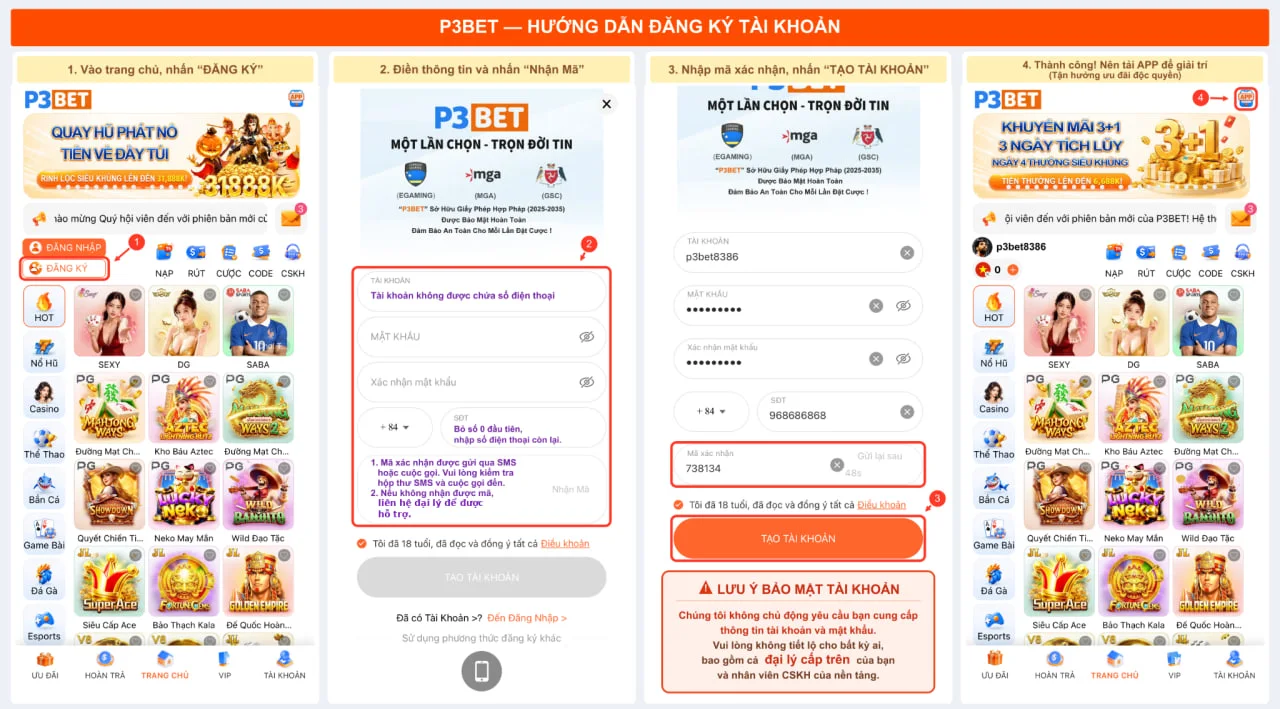 Hướng dẫn đăng ký tài khoản P3